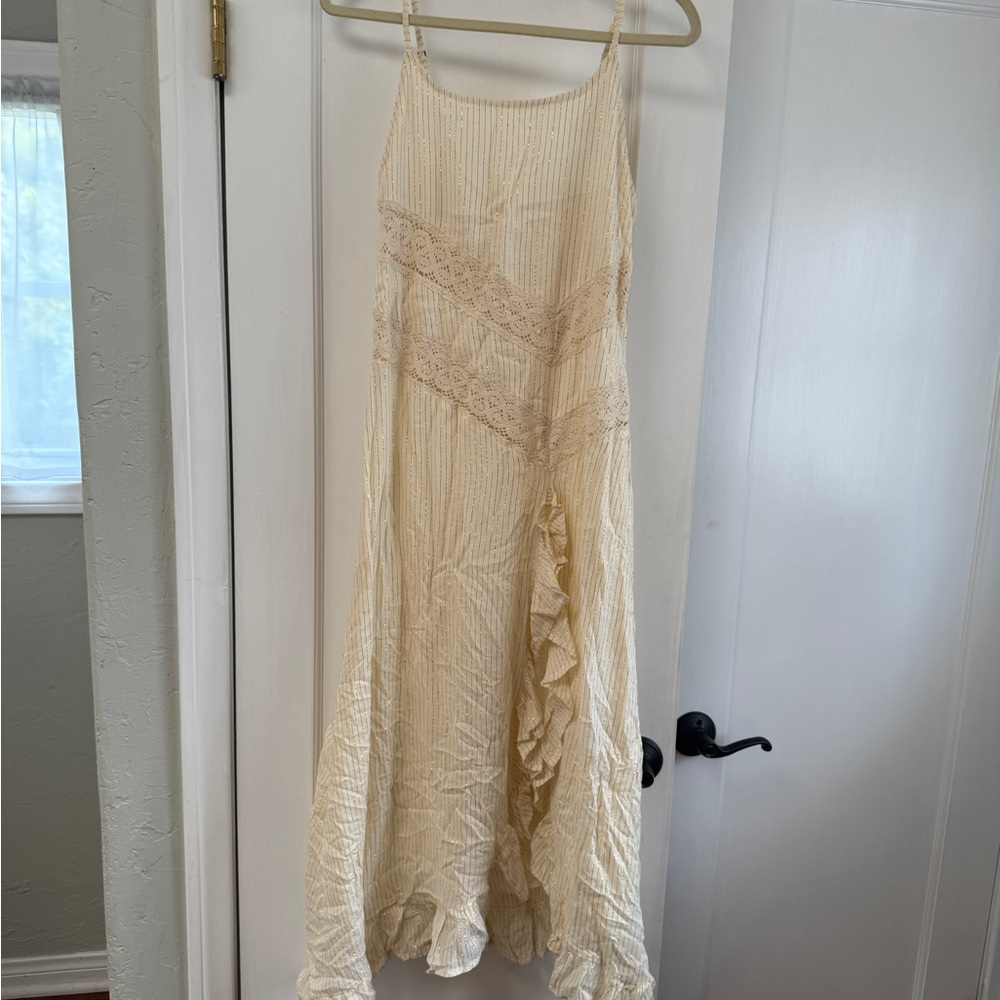 RAGA Cream Maxi Dress with Lace Detail